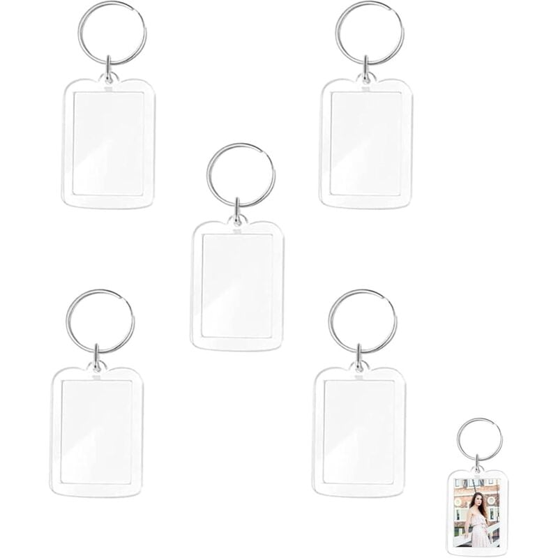 5 Stück Foto-Schlüsselanhänger Transparent Bilderrahmen Schlüsselring Foto Insert Schlüsselbund Personalisierte Bilderrahmen für Familie & Paare