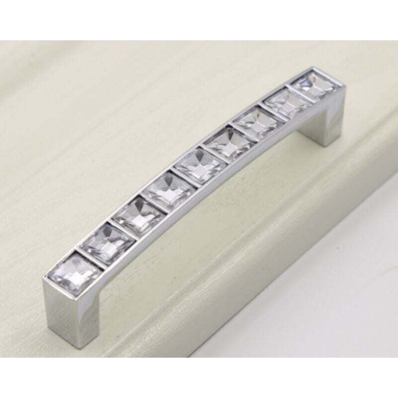 5 Stück, Lochabstand 96 mm) Schubladengriffe aus Diamantglas, Schrankgriffe aus klarem Strasskristall für Kommoden, Kleiderschränke, Küchenschränke
