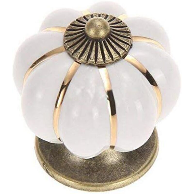 stücke Kürbis Griff Knopf Schrank Möbel Knopf Griff Tür Möbel Knöpfe Keramik Porzellan Blume Möbel weiß
