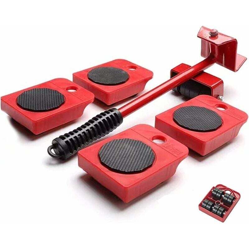 5-teiliges mobiles Möbeltransportgerät für Möbel und Möbel, für Möbelschränke, Kühlschränke, Klaviere usw. Maximale Belastung: 150 kg. (Rouge)
