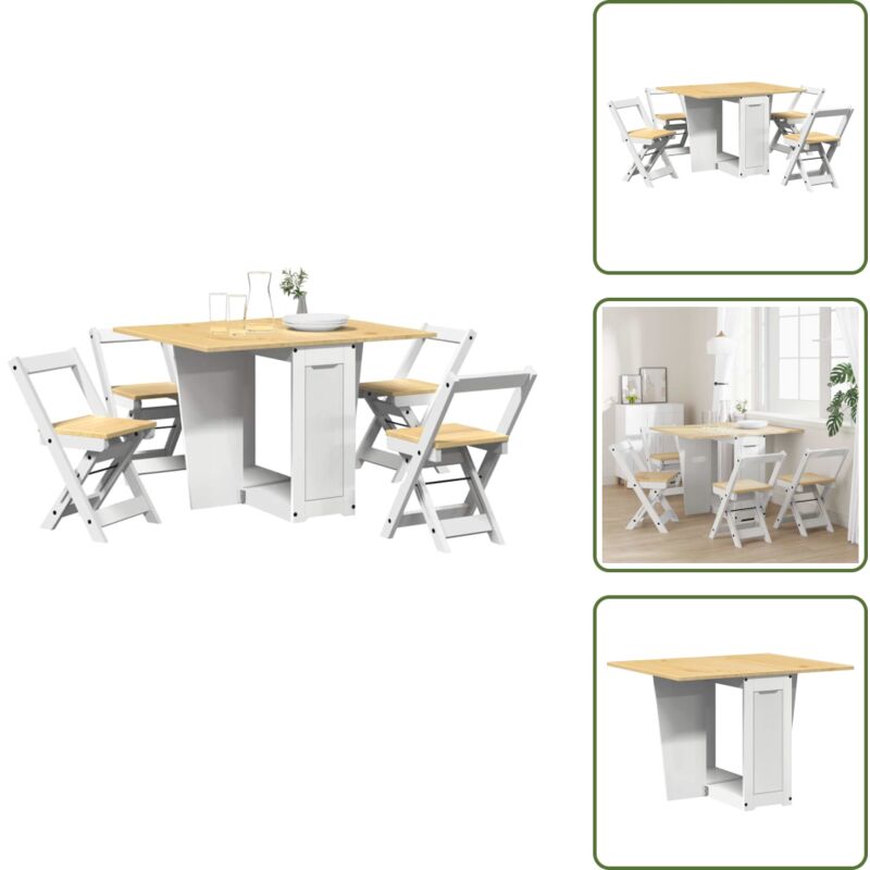 Vidaxl - 5-tlg. Butterfly-Esstisch-Set Corona Weiß Kiefernholz - Esstisch - Esstisch-Set - Essmöbel-Set - Schmetterlingstisch Und Stühle
