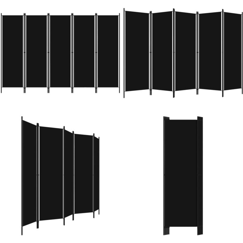 5-tlg. Raumteiler Schwarz 250x180 cm - Raumteiler - Zimmerabtrennung - Schiebetür - Gardine - Dekorationsgegenstand - Home & Living