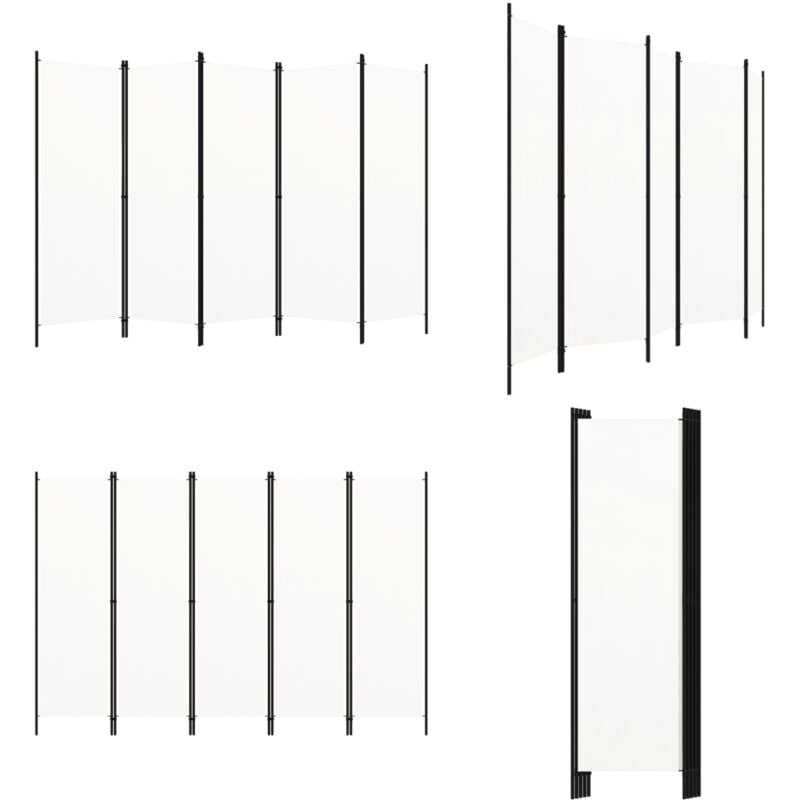 5-tlg. Raumteiler Weiß 250x180 cm - Raumteiler - Paravent - Raumtrenner - Dekorationsartikel - Wohnaccessoires - Home & Living