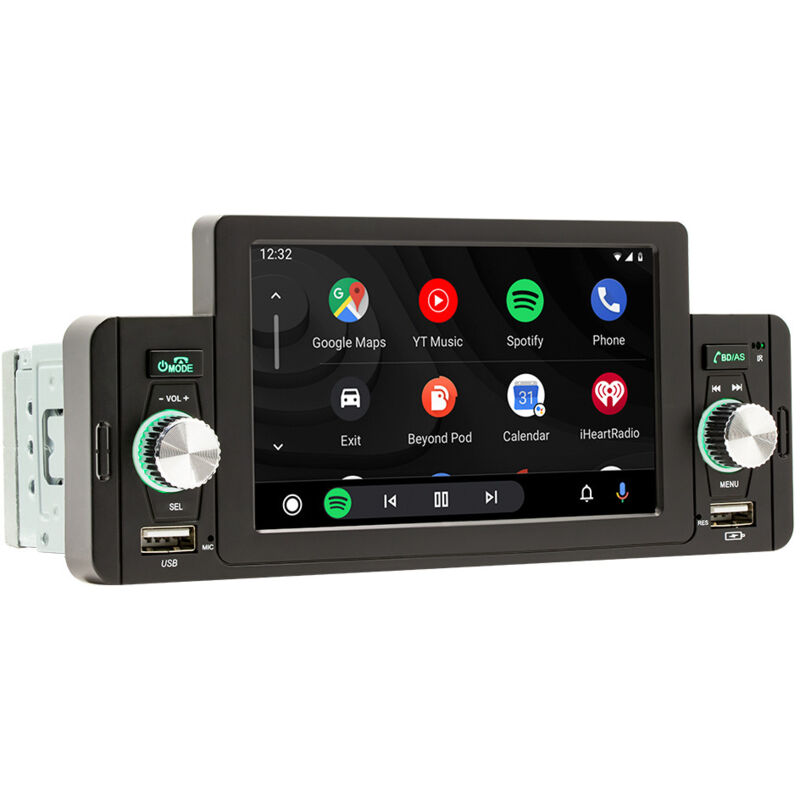 5-Zoll-Autoradio mit CarPlay, Bluetooth, Freisprecheinrichtung, Android Auto, Touchscreen, MirrorLink, AM/FM/3 USB/SD, Rückfahrkamera-Unterstützung,