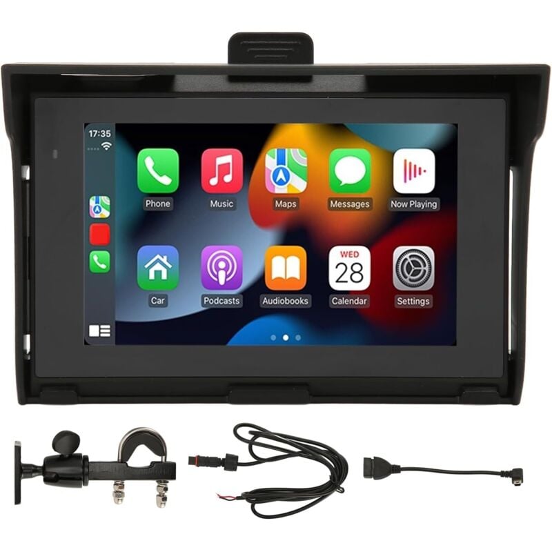 5-Zoll-Motorrad-Autoradio, HD-IPS-Touchscreen, Android Auto-Unterstützung, für Carplay, Dual-Bluetooth, Mirror Link, Autoradio-MP5-Player
