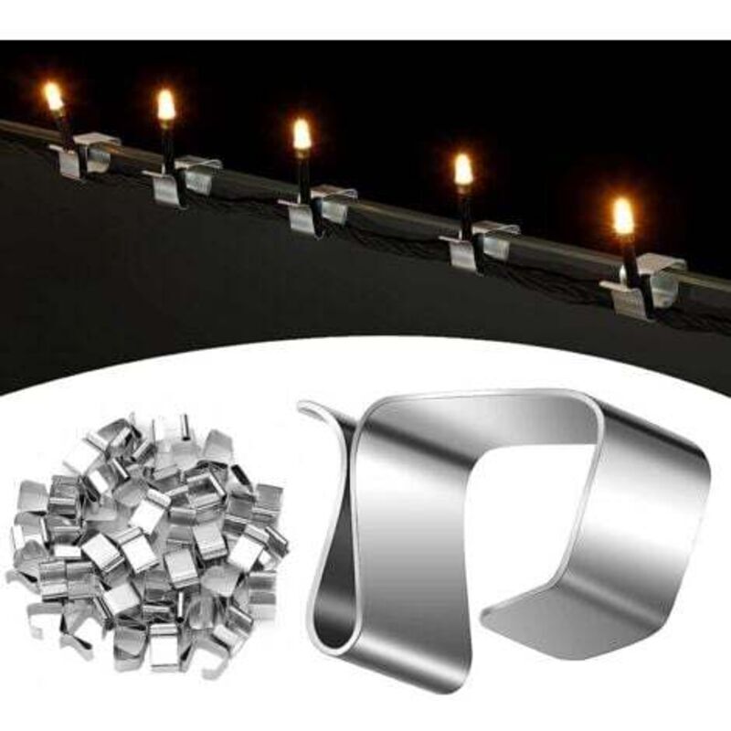 50 Dachrinnenhaken für Weihnachtsbeleuchtung, dekorative Lichterkettenclips, Befestigungszubehör für Weihnachtsbeleuchtung