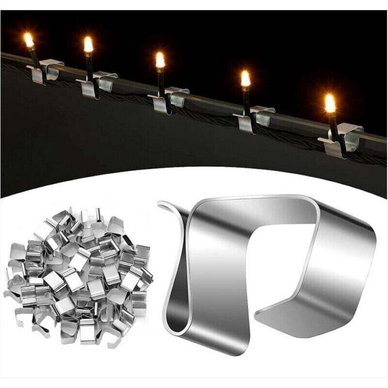 50 Dachrinnenhaken für Weihnachtsbeleuchtung, dekorative Lichterkettenclips, Befestigungszubehör für Weihnachtsbeleuchtung