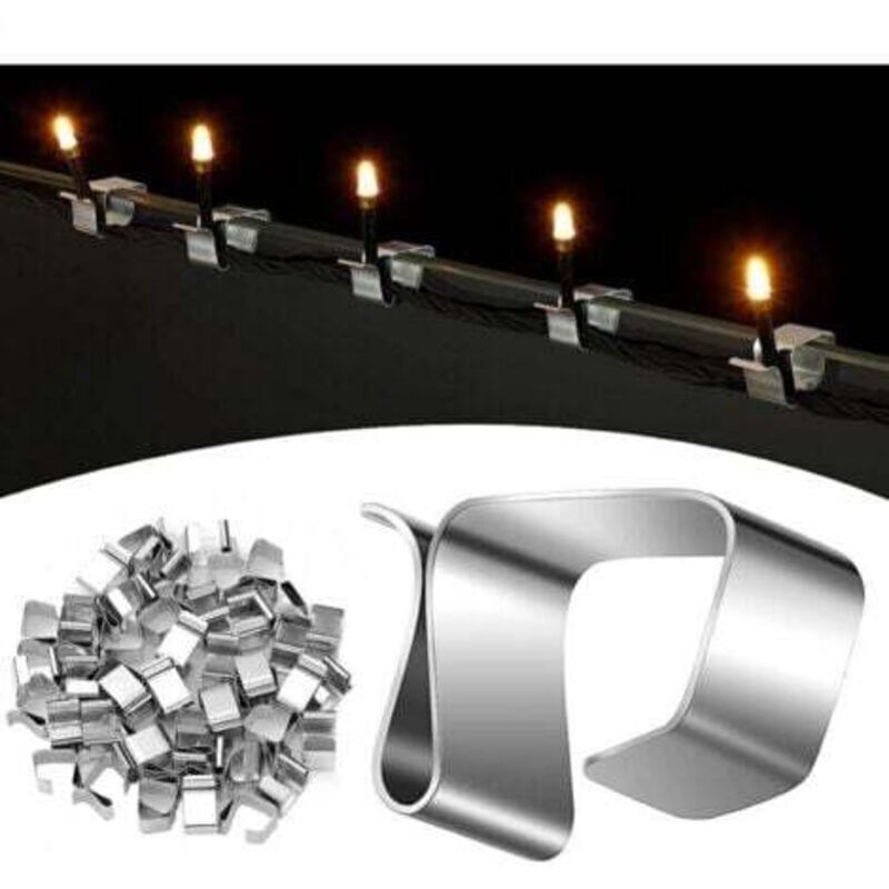 50 Dachrinnenhaken für Weihnachtsbeleuchtung, dekorative Lichterkettenclips, Befestigungszubehör für Weihnachtsbeleuchtung