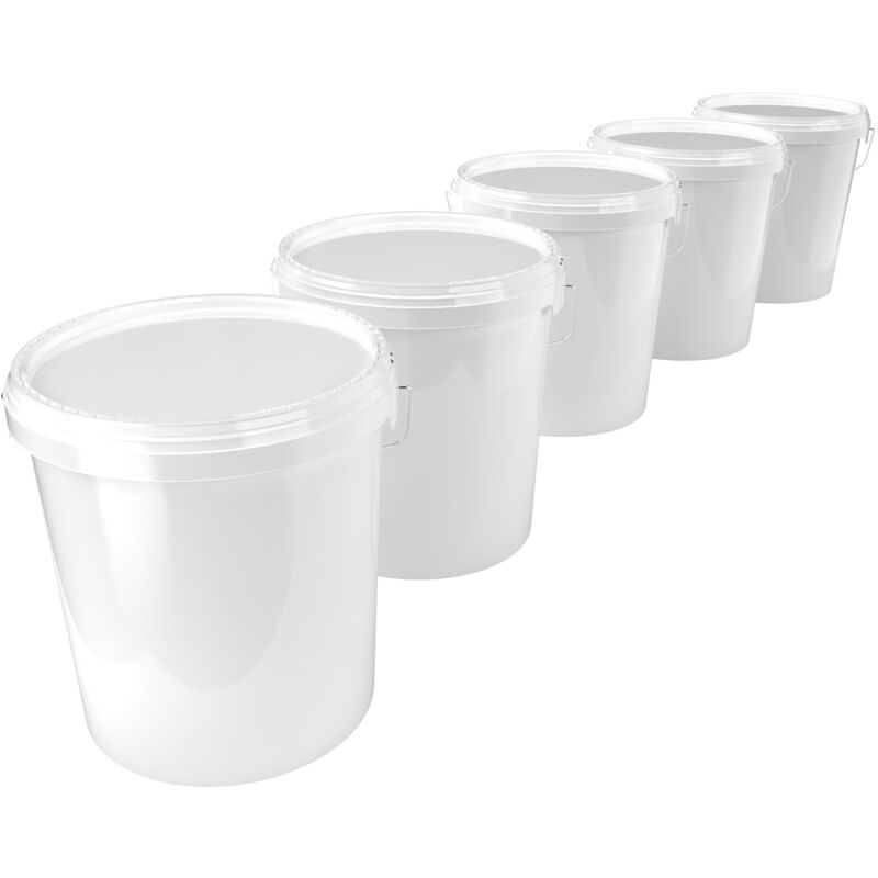 Fixedbyu - 5 Eimer mit Deckel Kunststoff Leereimer Metallgriff 15,9 l lebensmittelecht pp