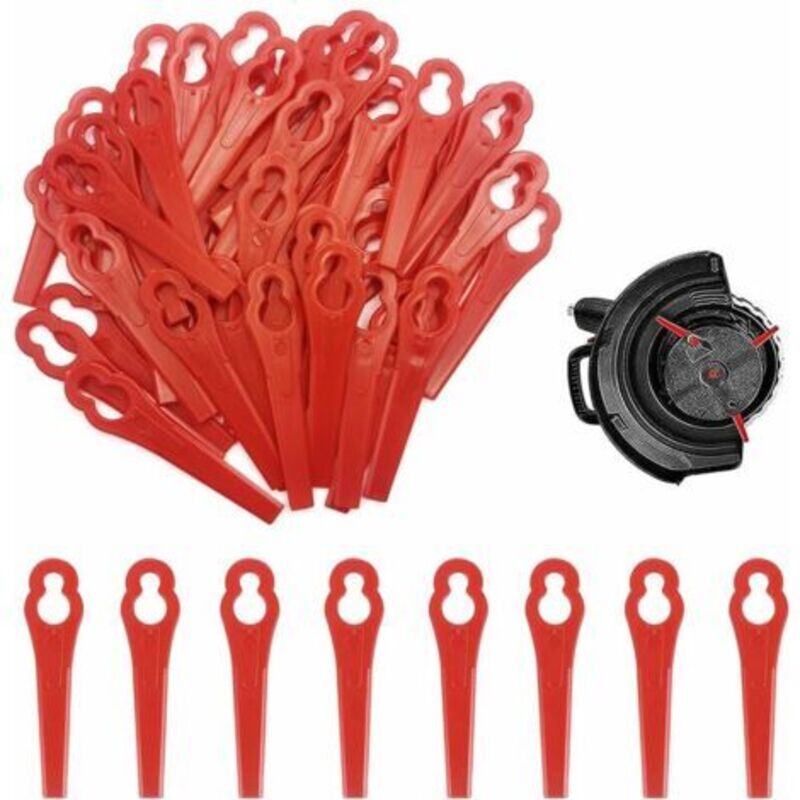 50 Ersatzmesser aus Kunststoff für Rasentrimmer, Kunststoffmesser, Rasentrimmer-Freischneidermesser, Rasenmähermesser aus Kunststoff, rote