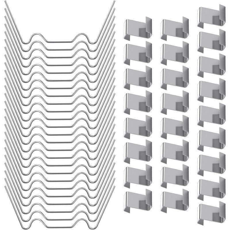 50 Gewächshaus-Verglasungsclips, 25 Z- und W-Clips, Edelstahl-Verglasungsbefestigungsclips, wetterfeste Gewächshaus-Glasclips, Gewächshauszubehör