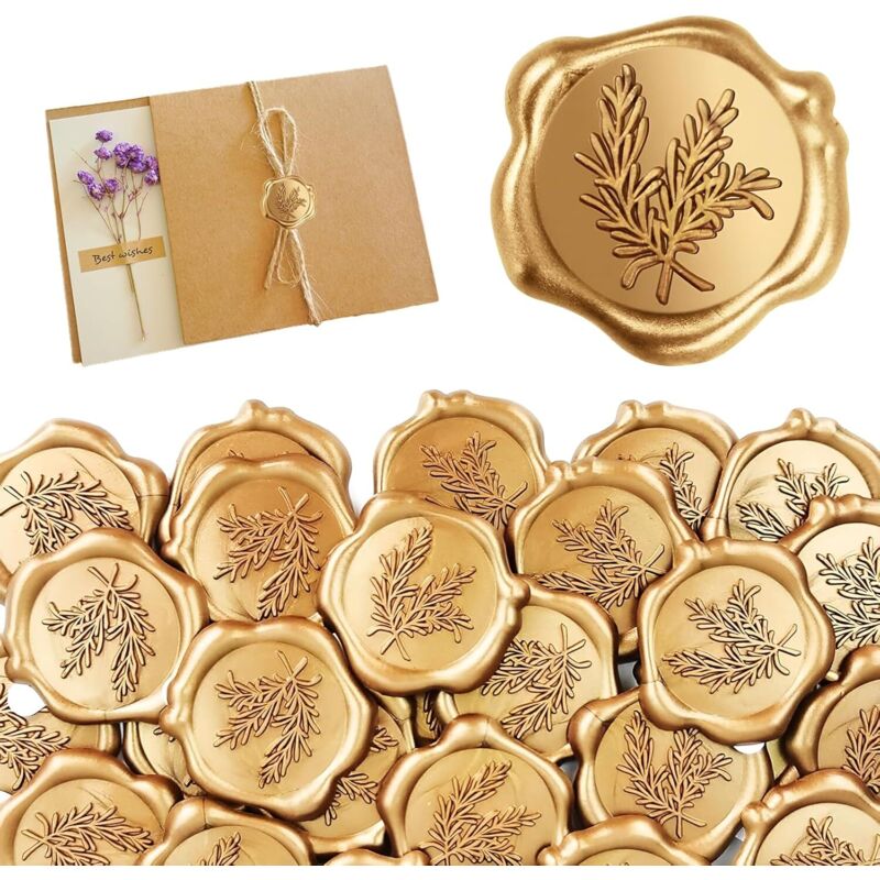 50 goldene Wachssiegelaufkleber, personalisierte Wachssiegel, Wachsstempel, Wachssiegel, personalisierte Wachssiegel, Wachsstempel, mit Holzgriff,