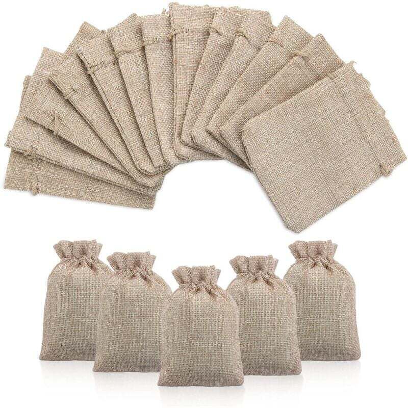 50 Jutebeutel mit Kordelzug, Jute-Geschenktüten mit Kordelzug, Leinen-Hanf-Beutel, Stoffbeutel mit Kordelzug für Gastgeschenke, Lavendel,