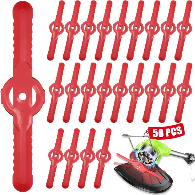 50 Kunststoff-Rasentrimmerklingen, 135 mm Ersatzklingen für Akku-Rasenmäher, Schneidklingen für Rasenmäher, Werkzeug für Rasen, Garten, Obstgarten,