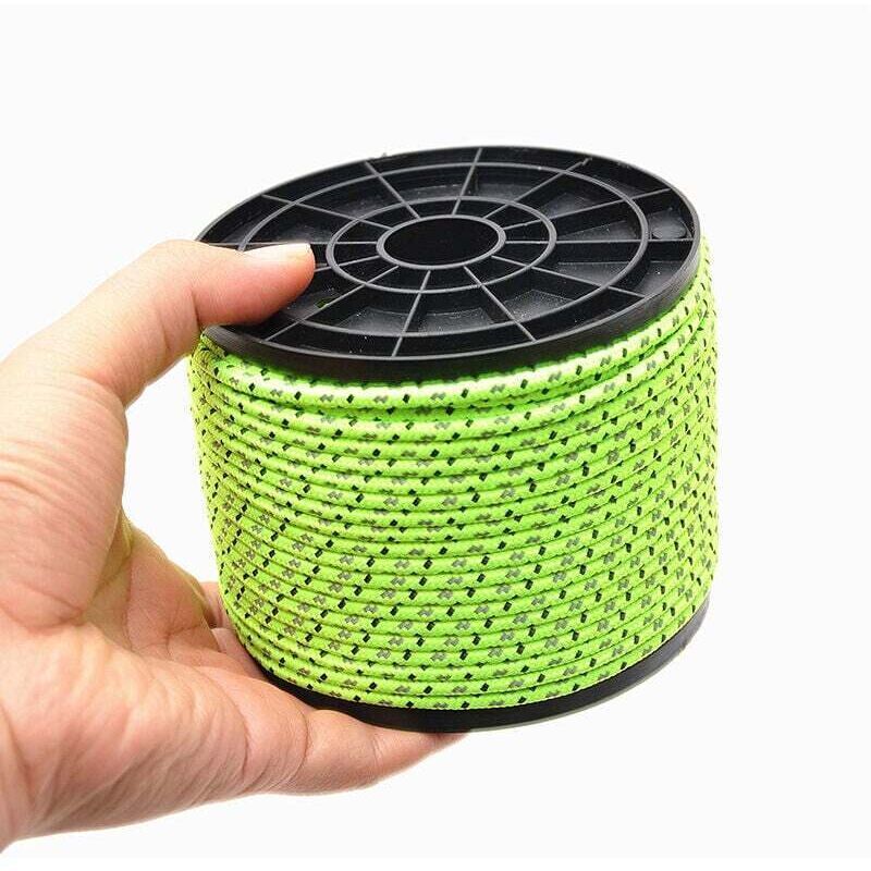 ZVD - 50 m reflektierendes Zelt-Nylonseil, Campingseil, Outdoor-Windseile für Outdoor-Camping und Wandern, fluoreszierendes Grün, 4 mm