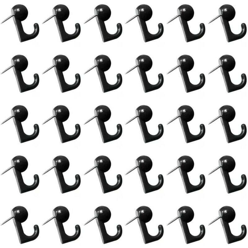 50 schwarze Kunststoff-Reißzweckenhaken, dekorative Wandhaken zum Aufhängen von Pinnwänden, Landkarten, Kalendern, Bildern, Schulbedarf für Büro,