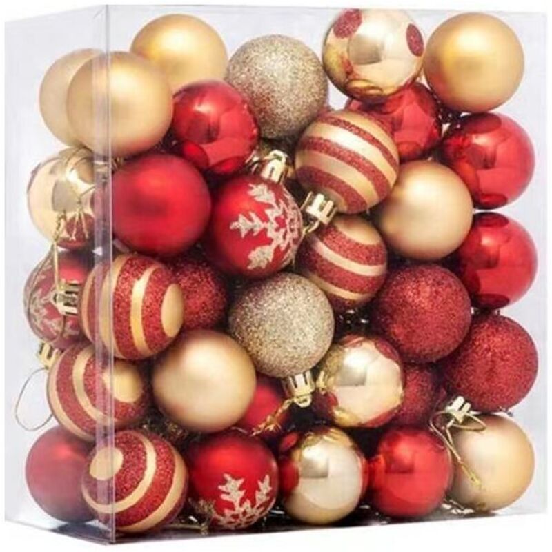50 Stück Christbaumschmuck, Weihnachtskugeln, Christbaumschmuck, Weihnachtskugeln mit Schnüren, geeignet für Weihnachtsdekorationen, Hochzeiten,
