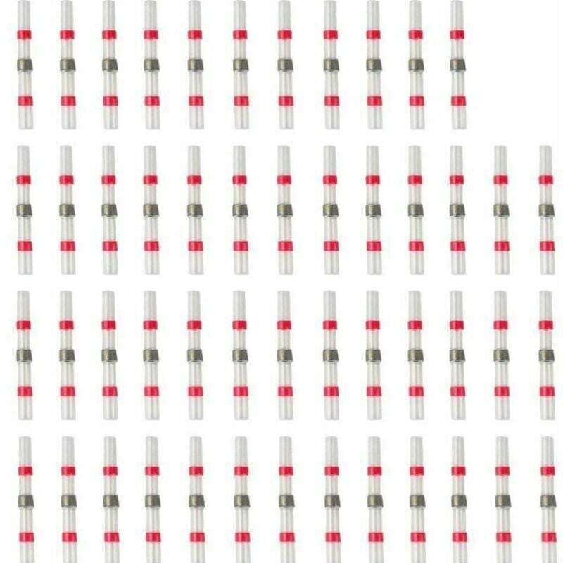 Alovez - 50 Stück elektrische Anschlüsse, Lötwärmeschrumpfschläuche, elektrische Kupferanschlüsse, Drahtkabelverbinder, rot – elektrische