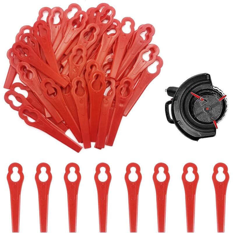 50 Stück Ersatz-Kunststoffklingen für Rasentrimmer, Kunststoffklingen, Rasentrimmer-Freischneiderklingen, Kunststoff-Rasentrimmerklingen, rote