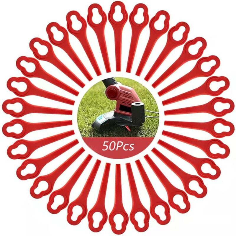 50 Stück Ersatzmesser kompatibel für Ferrex Rasentrimmer Aldi Far 20-i,Kunststoffmesser für Akku Rasentrimmer