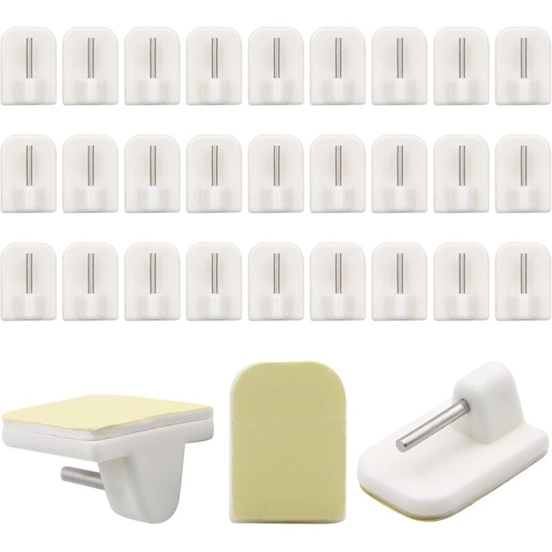 50 Stück Gardinenhaken, Klemmstange ohne Bohren, Klebe-Gardinenhaken, Selbstklebende Haken, Gardinenstange-Haken, für Gardinen ohne Bohren,