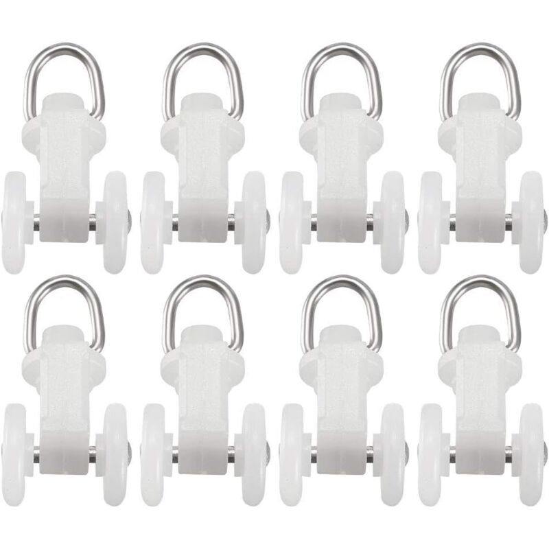 50 Stück zweirädrige Kunststoff-Vorhanglaufrollen, Träger, Gardinen-Gleitschiene, Gleiter für Fenster, Duschvorhänge, 12 mm Raddurchmesser