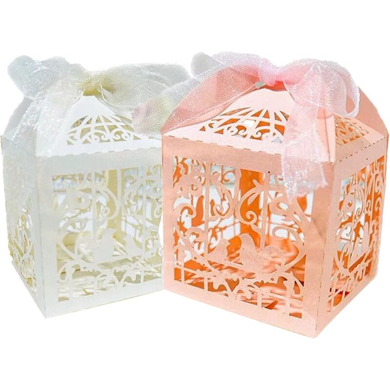 50-teilige Bonbonieren-Sets für Hochzeiten, hohle Bonbonieren-Boxen aus Papier, beige Bonbonieren-Boxen, Geschenkboxen aus Papier für Bonbons, für