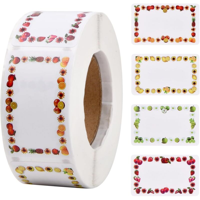 500 Marmeladenetiketten 5 x 3 cm, Obst-Klebeetiketten, Blanko-Etiketten, Geschenkverpackungsaufkleber, selbstklebende Etiketten für Kochtöpfe,