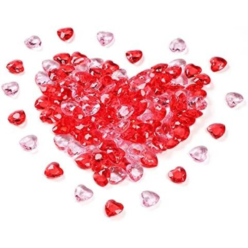 500 STK Herz Deko 12mm Herzen Diamantkristalle Rot/Rosa Glitzernde Streudeko Deko Konfetti Funkelnd Steine Diamanten zum Muttertag Deko Valentinstag