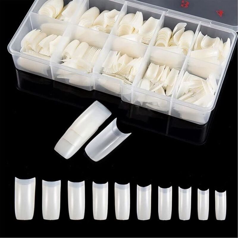 500 Stück künstliche Fingernägel, Kapseln, französische Acryl-Spitzen, professionell oder kunstvoll für Mädchen und Frauen (natürlich)