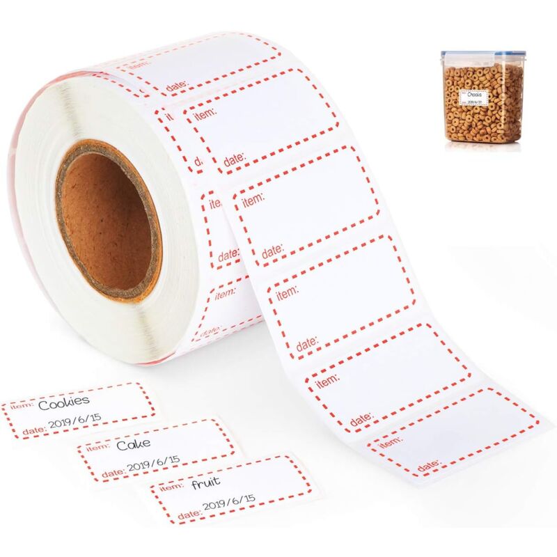 Ersandy - 500 x 2 Gefrierschrank-Etiketten in Rolle, 50 x 25 mm, selbstklebende Lebensmittel-Aufbewahrungs-Gefrierschrank-Aufkleber, abnehmbare