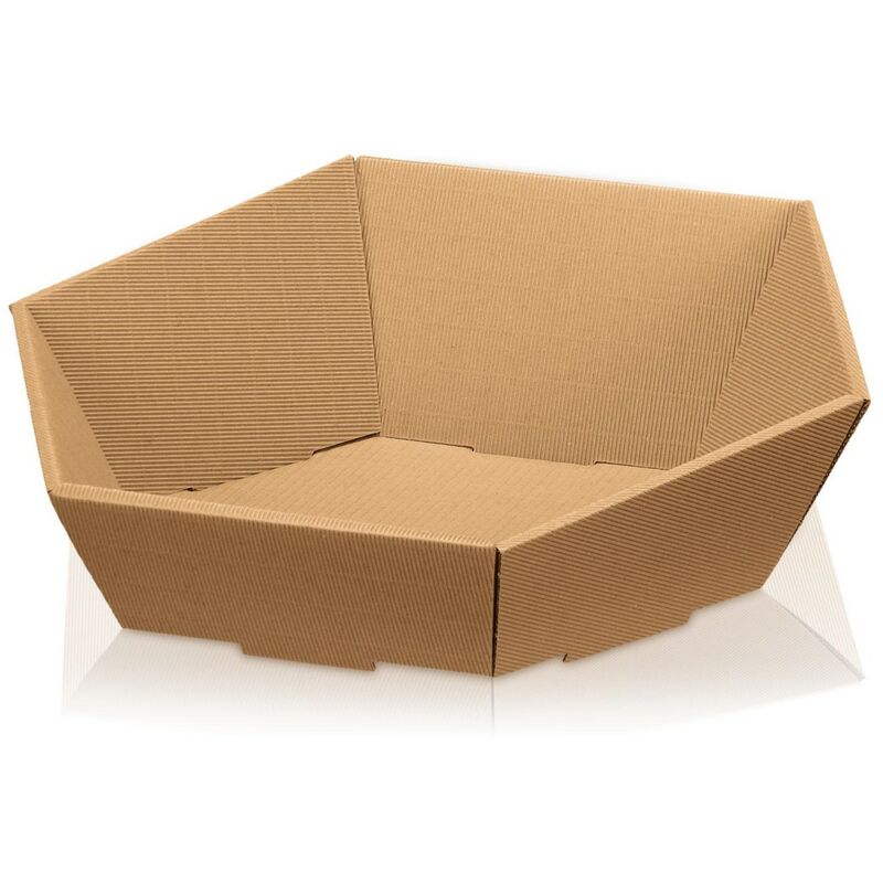 Kk Verpackungen - 500 x Präsentkorb Geschenkkorb 465x415x90/155 mm offene Welle Natur