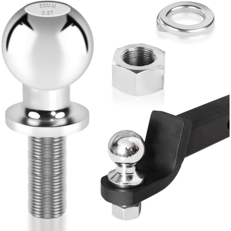 50mm Kugelkopf - Traktor Kugelkopf - Kugelkopf für Anhängerkupplung - Kugelkopfbolzen für Anhängerkupplung bis 3,5 Tonnen