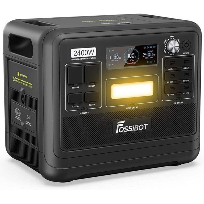 LiFePO4 Stromgenerator FOSSIBOT F2400 2048Wh 2400W Tragbarer Stromerzeuger, 4800W Spitzenleistung, Zelten/Ausflüge/Haushaltsgeräte