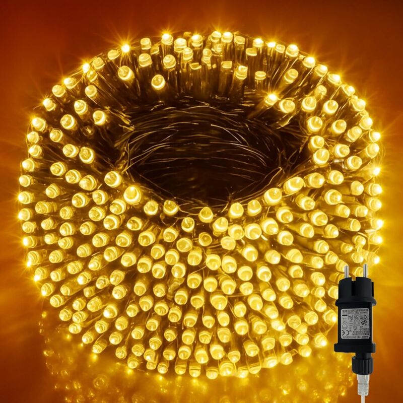 52M 500LED Lichterkette Aussen, Lichterkette Außen Wetterfest 8 Modi IP44 Wasserdicht, Lichterkette Outdoor für Balkon Balcony Garten Terrasse Zaun
