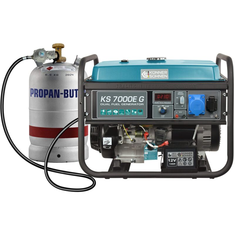 Könner&söhnen - Könner&Söhnen Gas Benzin Stromaggregat 5500 Watt KS7000EG Stromerzeuger Notstrom