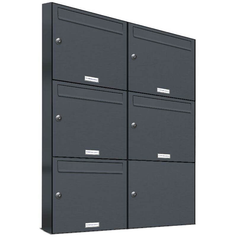 Al Briefkastensysteme - 5er Briefkasten Anthrazit Anlage 5 Fach Wandbriefkasten Postkasten