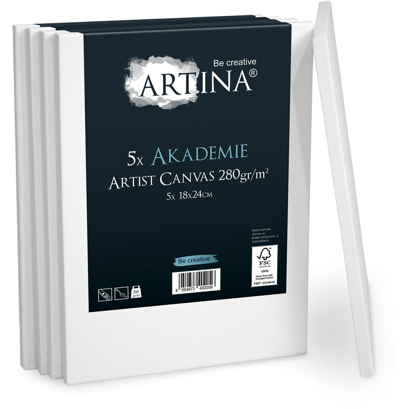 5er Set Artina Akademie Keilrahmen Leinwand 18x24 cm