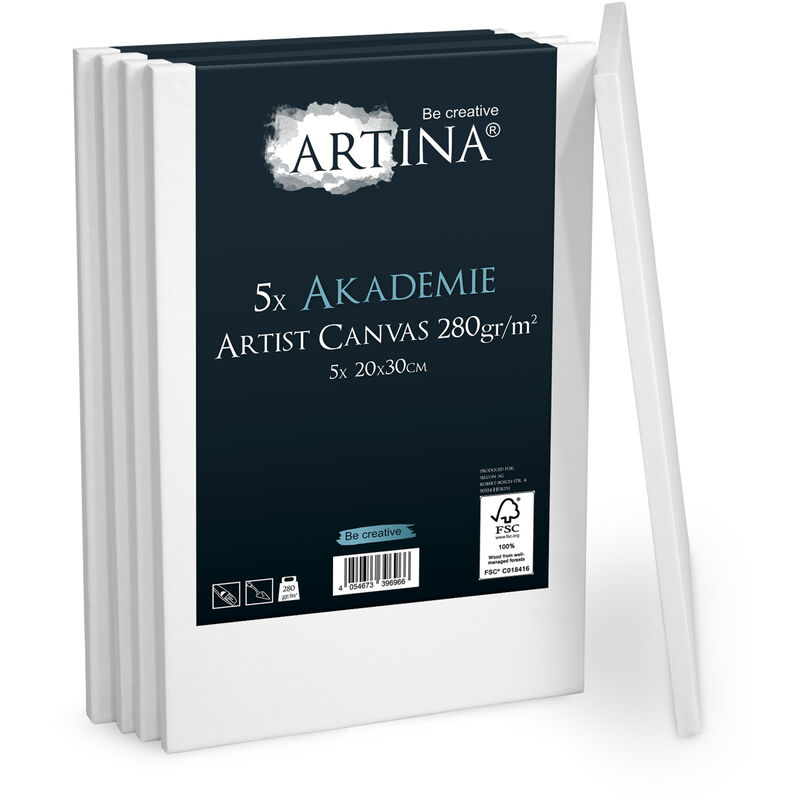 5er Set Artina Akademie Keilrahmen Leinwand 30x20x8.75 cm