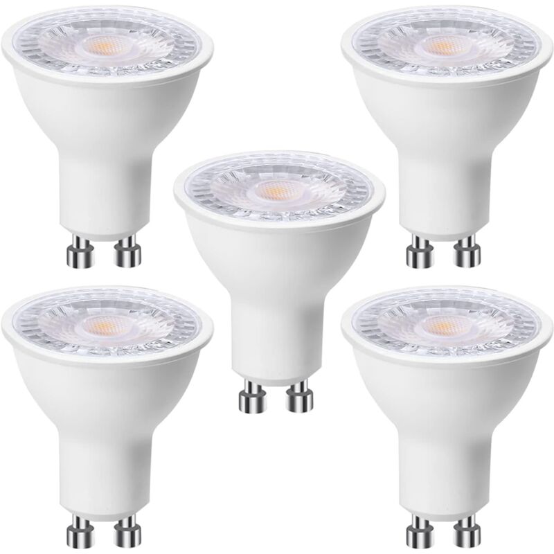 5er Set GU10 LED Leuchtmittel 6W (entspricht 60W), Kaltweiß 6000K 500 Lumen, Gu10 LED Leuchtmittel 120° breitstrahlend, Einbaustrahler ohne Flackern,