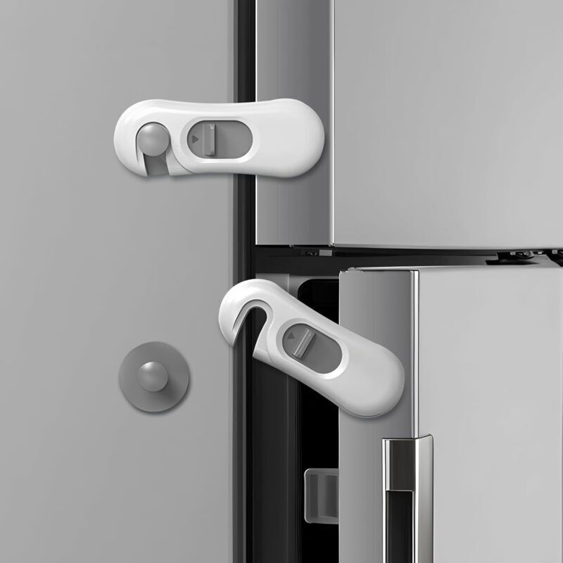 5er-Set Kühlschrank-Sicherheitsschlösser mit 3M-Klebeband – Vielseitige Sicherheitsschlösser für Kühlschränke, Backöfen, Schränke und Schubladen