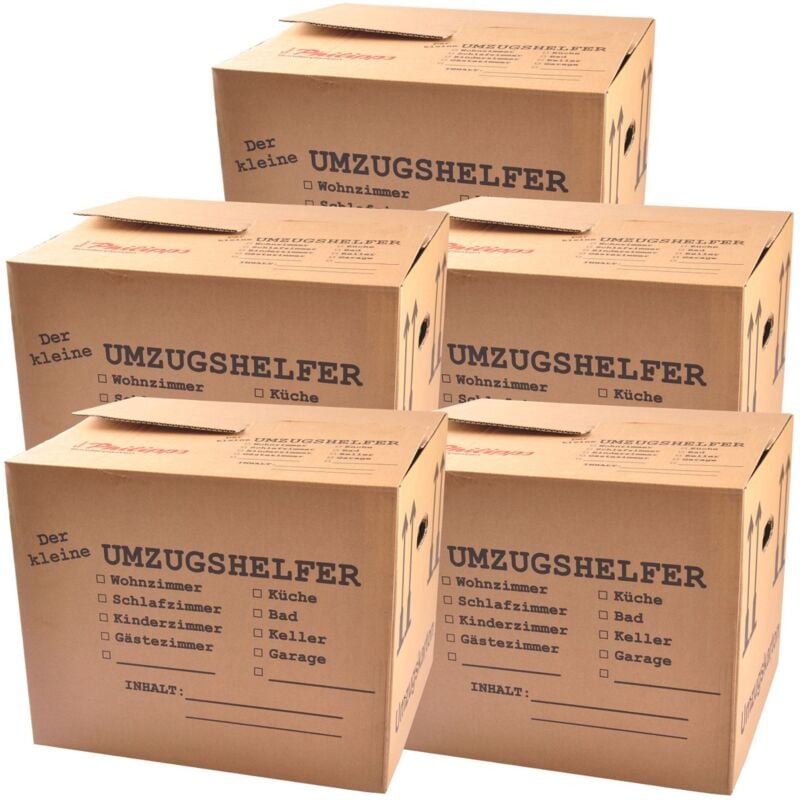 5er-Set Umzugskartons 41x35x34 Umzugskiste Bücherkiste Archivkarton Transportbox - Buri