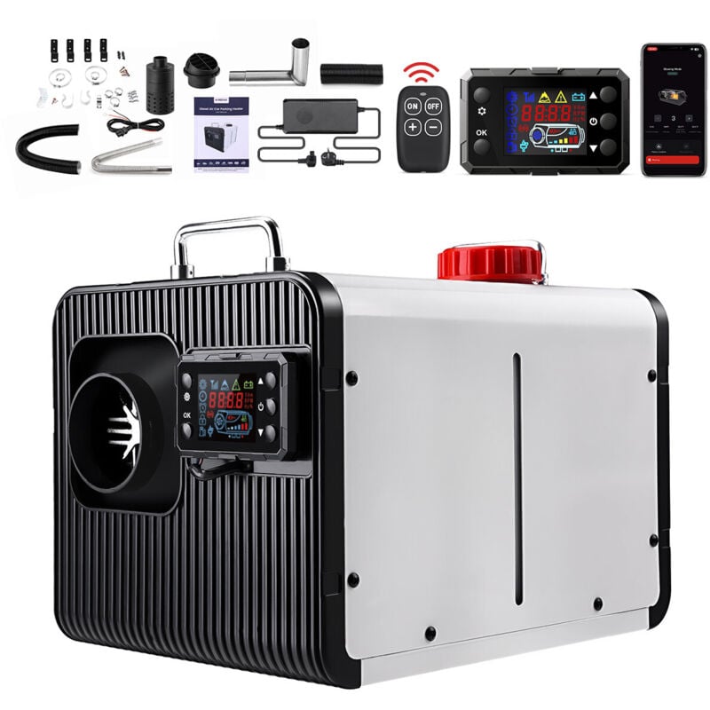 5KW Dieselheizung All-in-1 110-240V Vertikale Standheizung 230V Stecker mit LCD-Schalter und Fernbedienung, schnelles Aufheizen