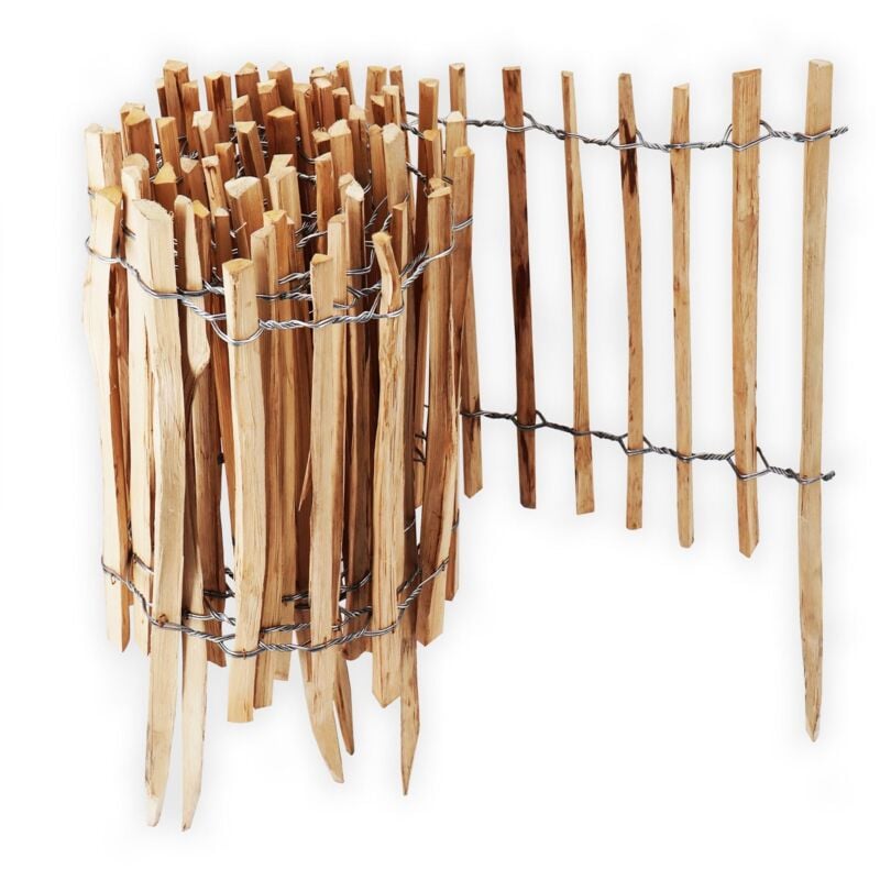 Aquagart - 5m Staketenzaun Rollboarder 60cm hoch Lattenabstand 4-6cm Gartenzaun aus Haselnuss Holzzaun