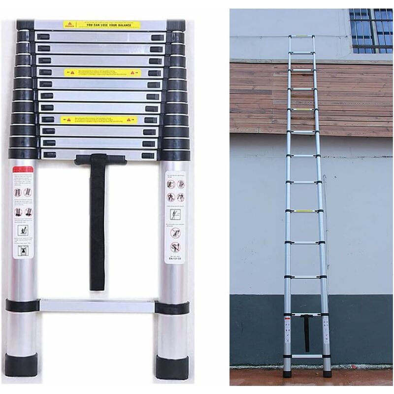 5m Teleskopleiter aus Aluminium, Dachbodenleiter Tragbare Leiter Verstellbare Leiter Telescoping Attic Ladder Max. Belastung 150kg/330lbs