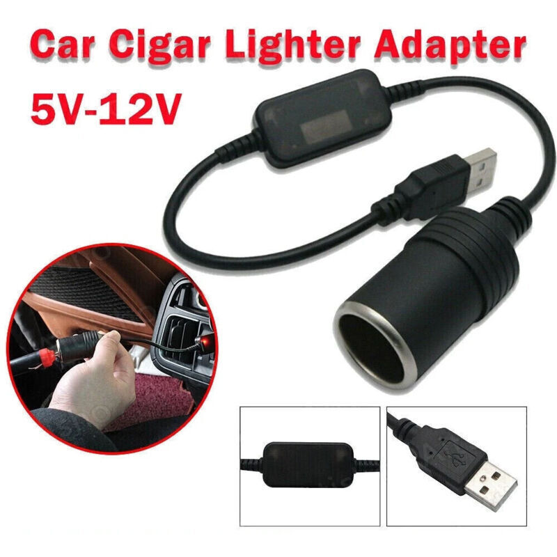 5V USB-C Stecker auf 12V Kfz-Zigarettenanzünderbuchse Netzteil-Konverter, USB auf 12V DC Adapter für Kfz-Fahrrekorder und elektronisches Kfz-Ladegerät