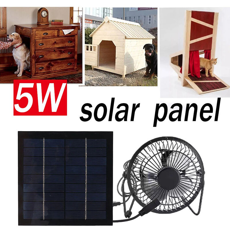 5W 6V Solarpanel-Ventilator Solarbetriebener Ventilator USB-Ausgang Solarbetriebener Abluftventilator Schreibtischventilator Belüftungsgeräte für den
