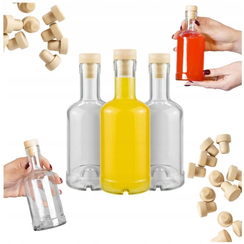 5x Tadek Glasflaschen 250ml für Liköre, alkoholische Getränke, Saftset