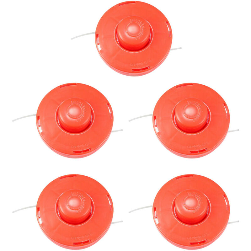 5x Universal Fadenkopf Rasentrimmer Kopf Doppelfadenkopf Fadenspule Nylonfaden für Benzin Motorsense Rasentrimmer M10 Schraube Linksgewinde