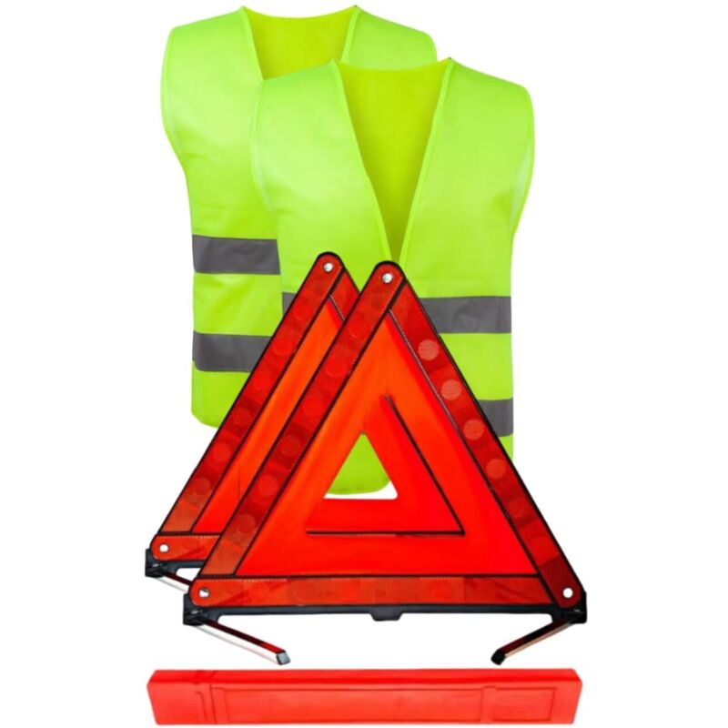 6-in-1 Warndreieck und Warnweste für Autos, Warndreieck für Autos, 360° reflektierendes Warndreieck, Warnweste, faltbares Warndreieck